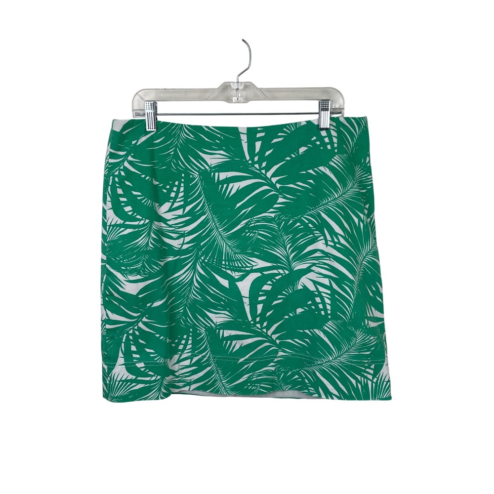 Talbots Womens Green White‎ Tropical Palm Leaf Print Pencil Skirt Size 14 Lined